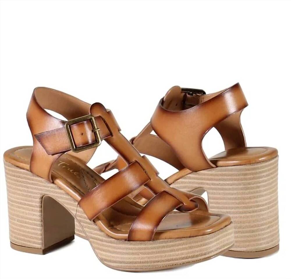 NEW DIBA TRUE women's angel food leather sandal in cognac